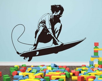 Surfing Boy  Silhouette Modern Wall Art Sticker Surfing Boy  Silhouette Modern Wall Art Sticker